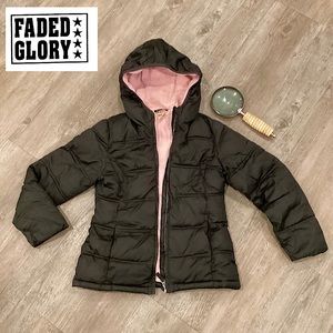 🔥2 for$10🔥 Faded Glory Black Jacket with Hood -sz- 7/8